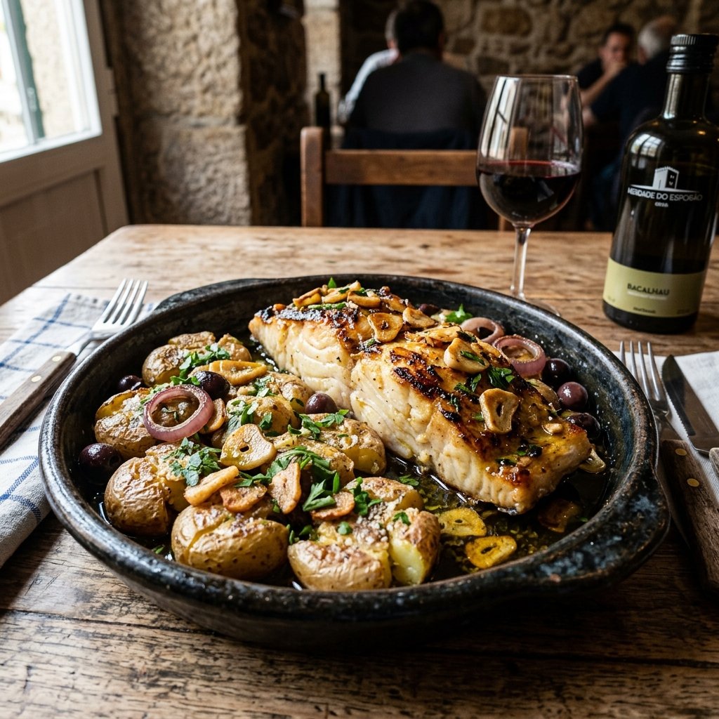 Bacalhau à Lagareiro Tradicional — O Clássico Português com Azeite Extra Virgem