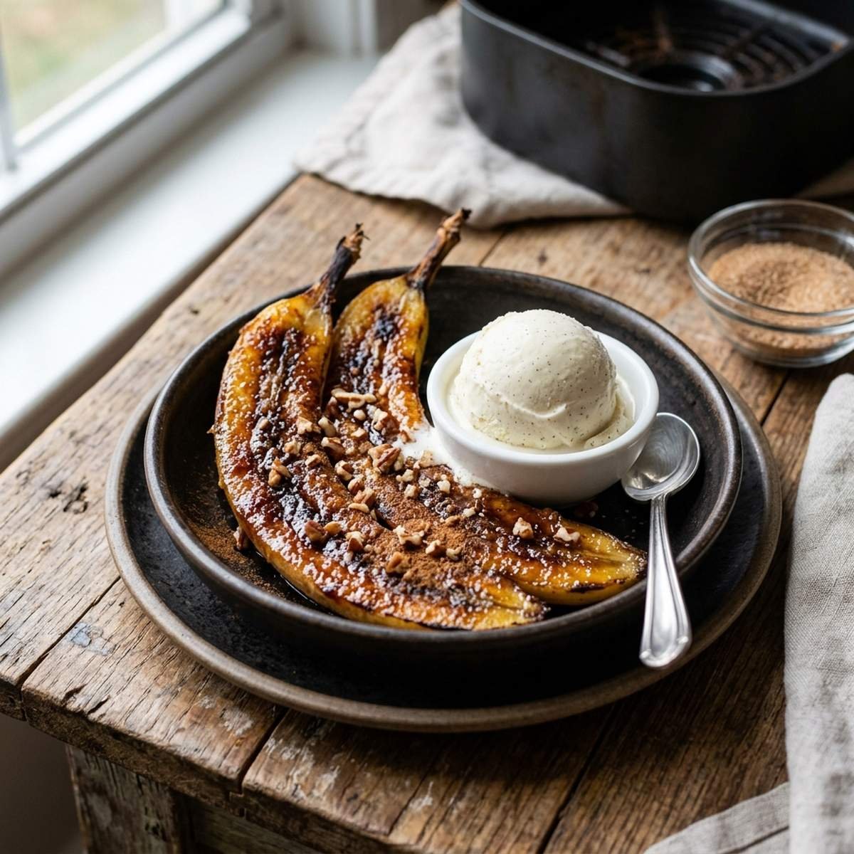 Banana Assada com Canela na Air Fryer: Sobremesa Express