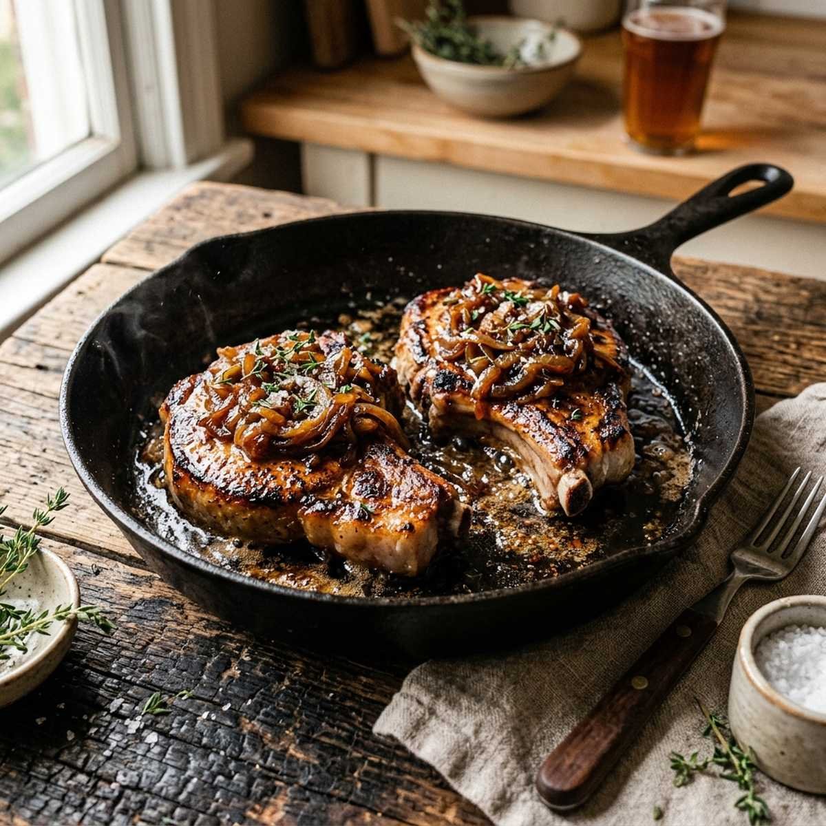 Bisteca de Porco Acebolada: Almoço Rápido e Suculento