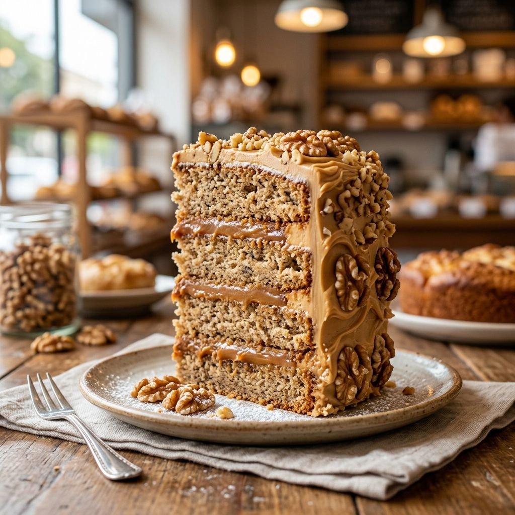 Bolo de Nozes com Doce de Leite Elegante
