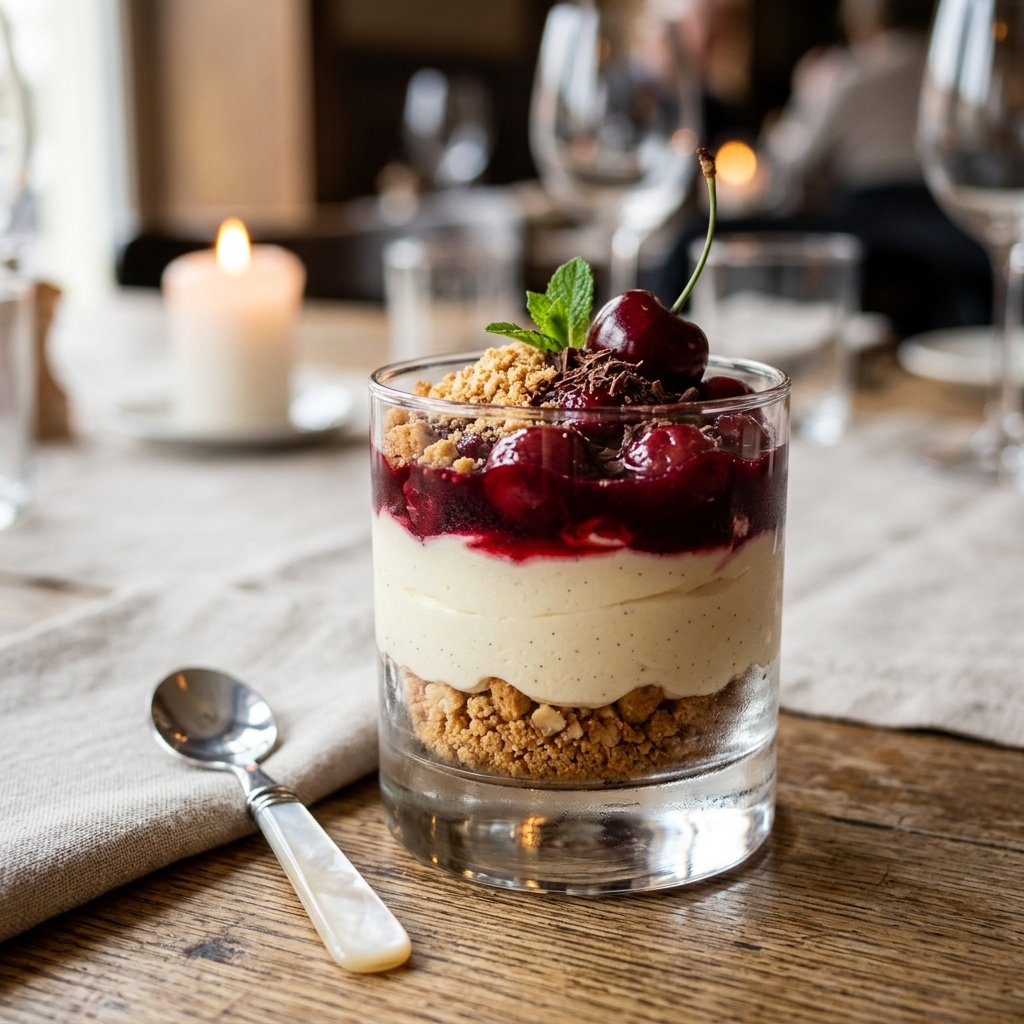 Cheesecake Desconstruída na Taça com Biscoito Amaretto