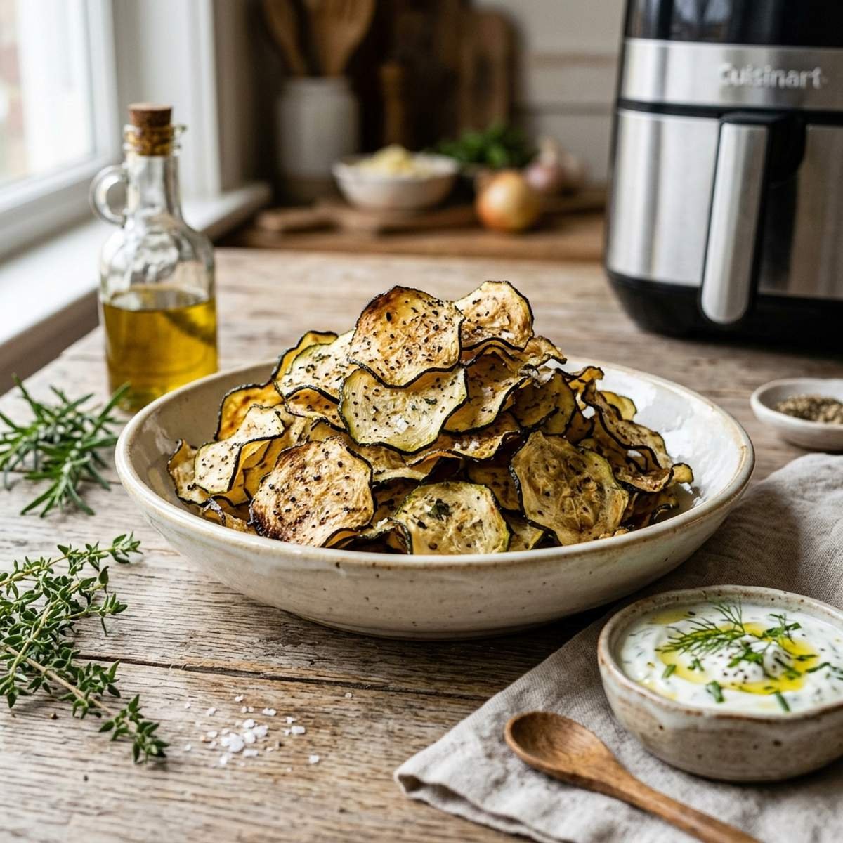Chips de Abobrinha na Air Fryer: O Snack Fit Perfeito