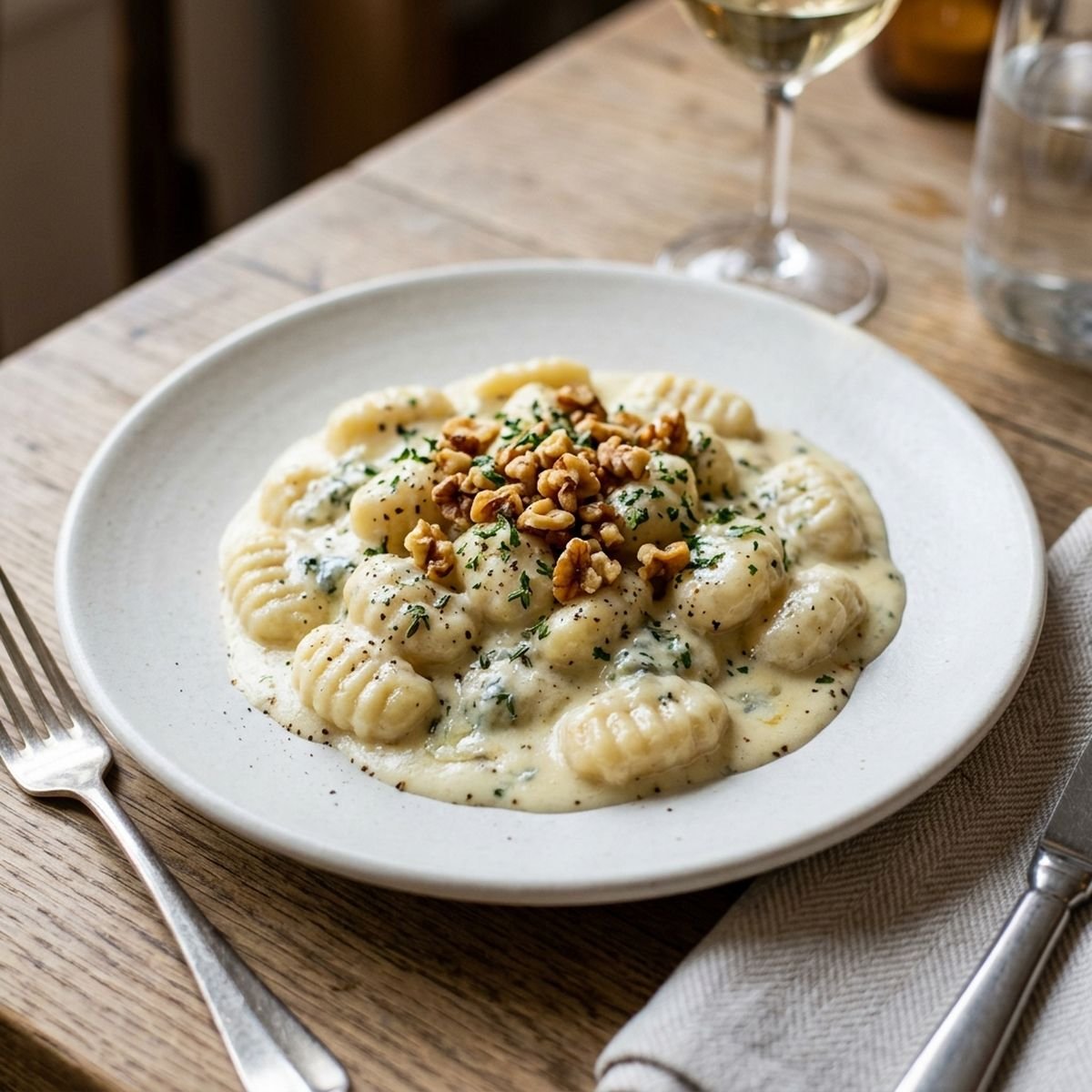 Gnocchi de Batata com Gorgonzola e Nozes: Textura e Contraste de Sabores