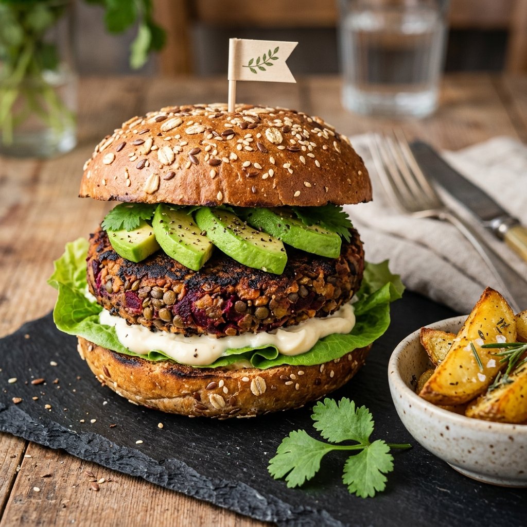 Hambúrguer Vegano de Lentilha e Beterraba