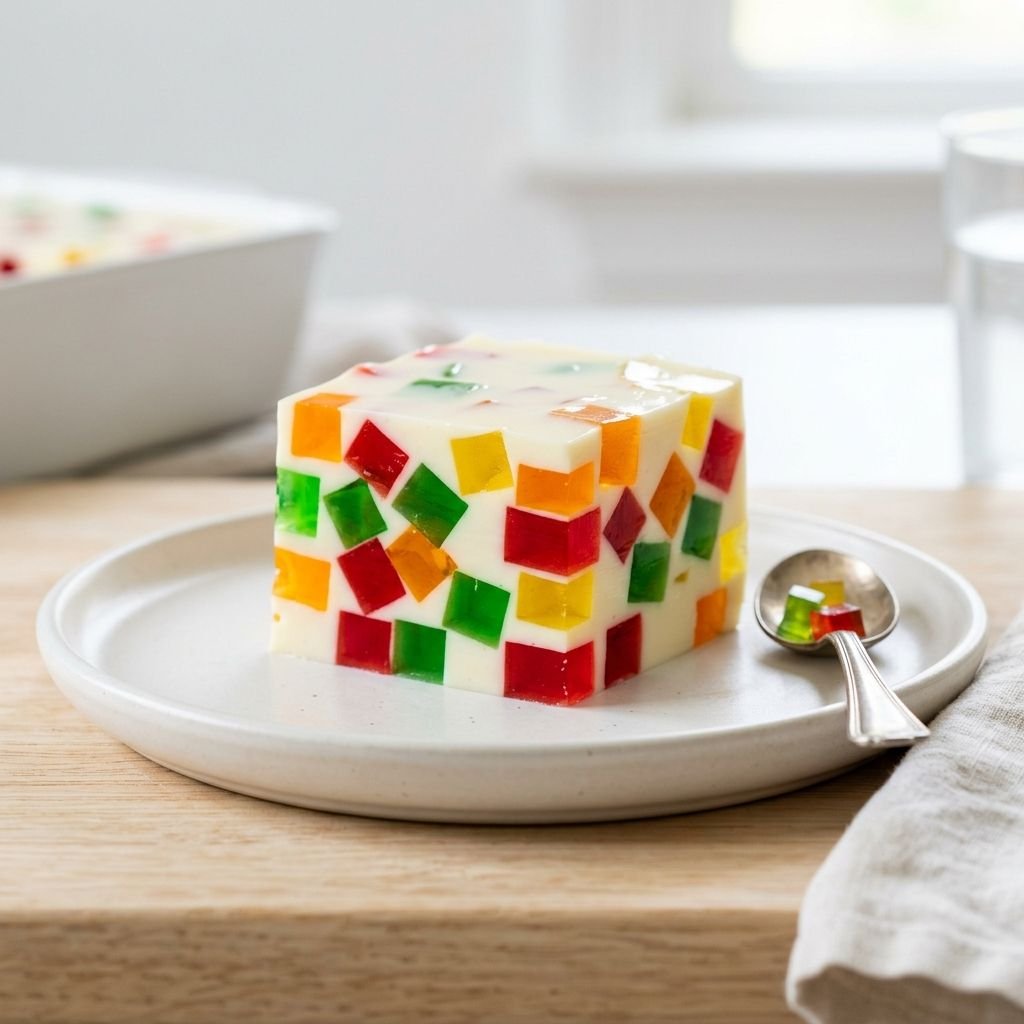 Mosaico de Gelatina Cremosa: Colorida e Divertida
