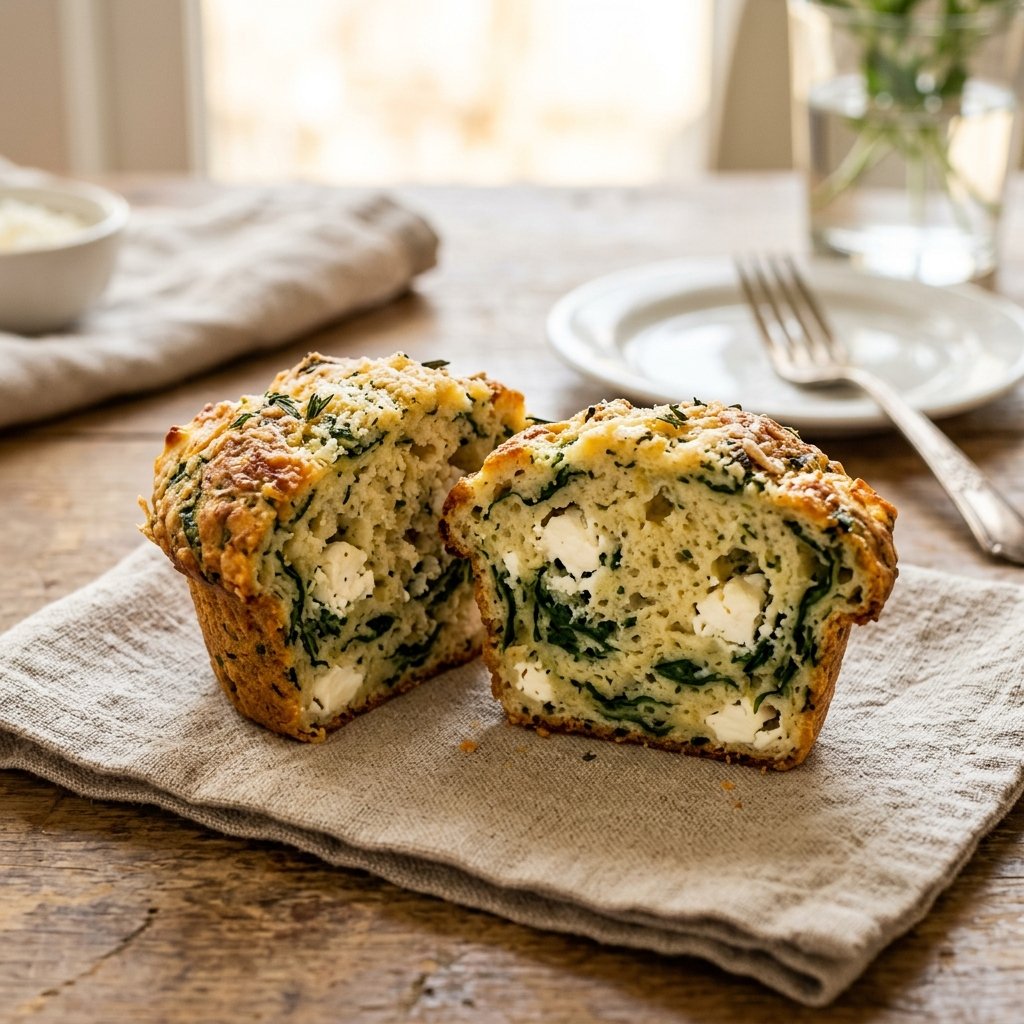 Muffin Salgado de Queijo Feta com Espinafre