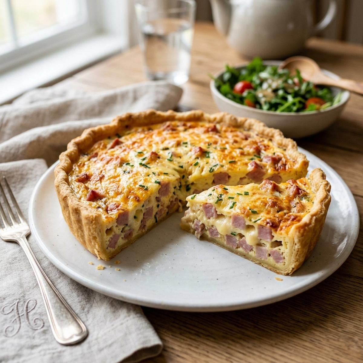 Quiche de Queijo e Presunto: Torta Salgada Elegante e Facil