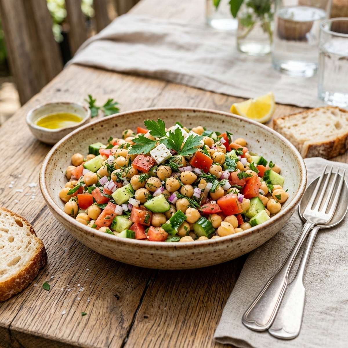 Salada de Grão de Bico: Refrescante e Nutritiva