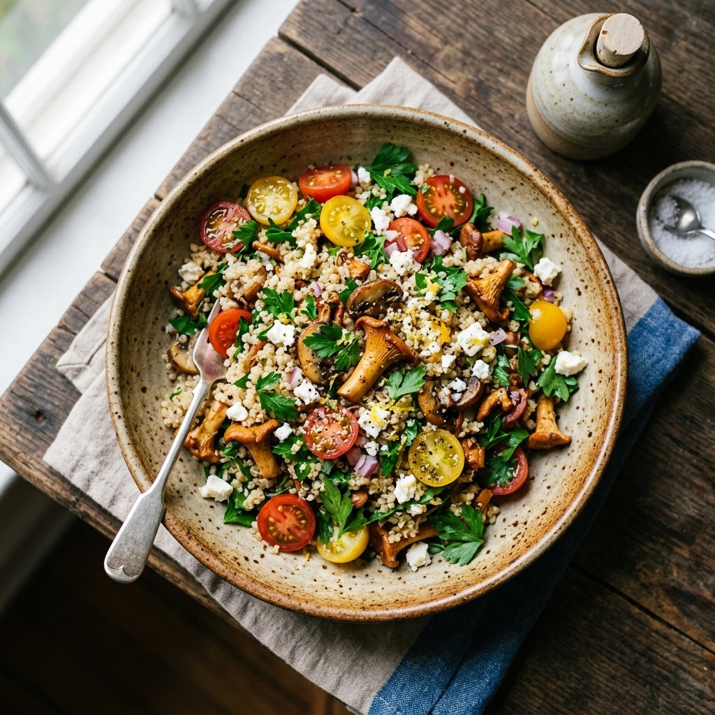 Salada Quente de Quinoa com Cogumelos