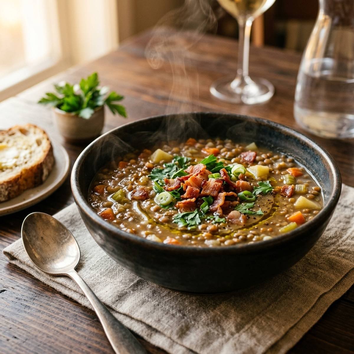 Sopa de Lentilha com Bacon: Conforto e Nutrição