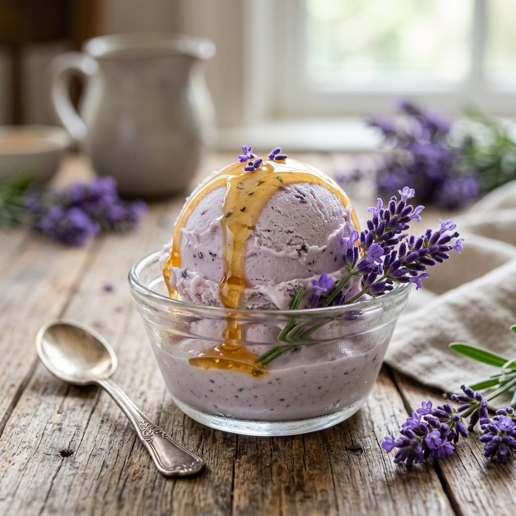 Sorvete Caseiro de Lavanda com Mel